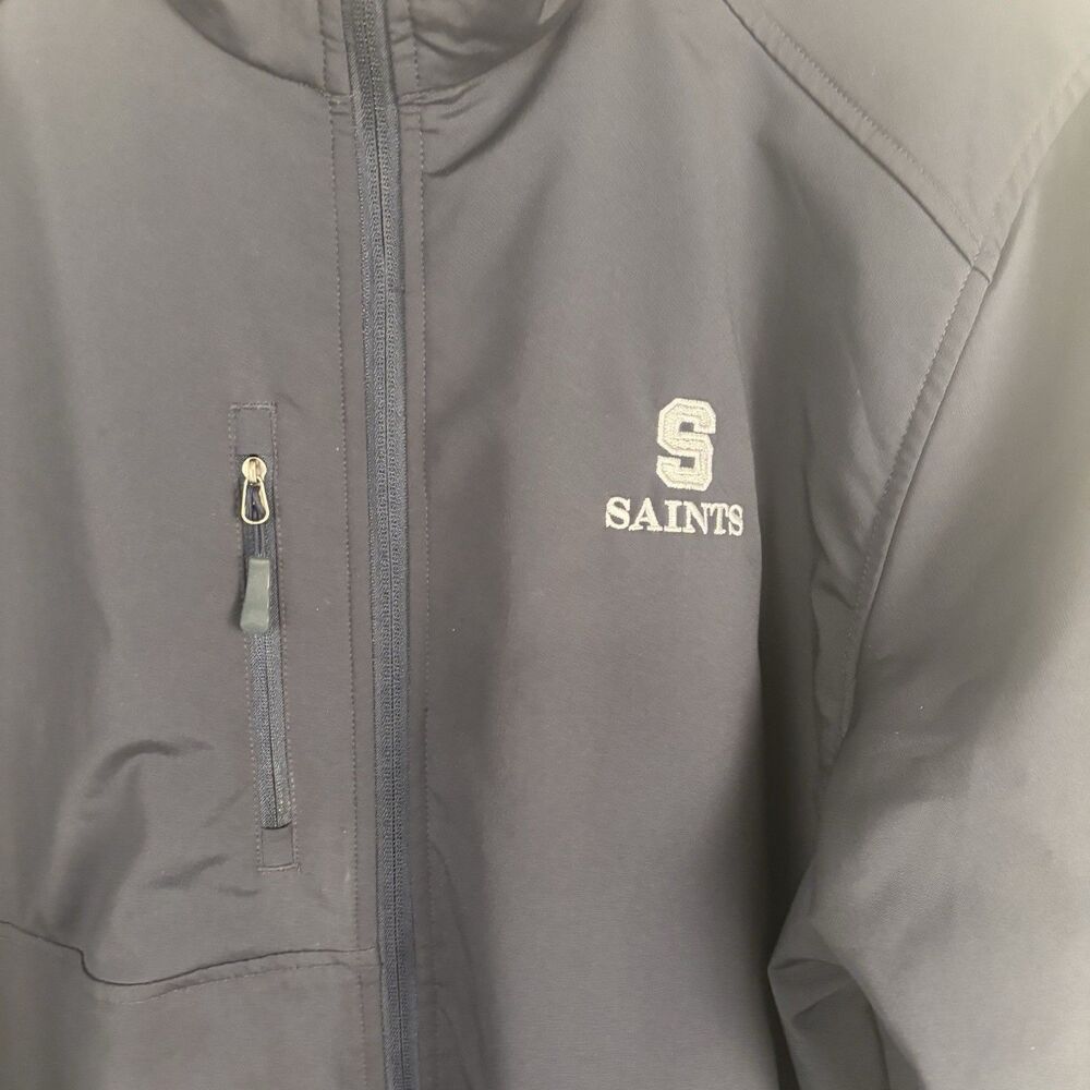Saints Charles River Soft Shell Jacket Zip up Black Mens Large Black Embroidered - Picture 4 of 6